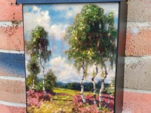 Birches in a Heath Landscape by A. Koester Colonial Mailbox Cover