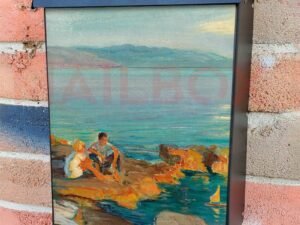 Children on the Beach by M. Clement Colonial Mailbox Cover