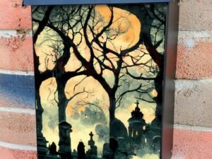Graveyard in the Moonlight Colonial Mailbox Cover