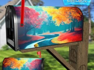 Colorful Autumn Trees #2 Decorative Rural Farm Mailbox Cover