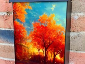 Beautiful Orange Trees Colonial Mailbox Cover