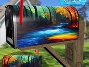 Beautiful  Trees and Stream Decorative Rural Farm Mailbox Cover