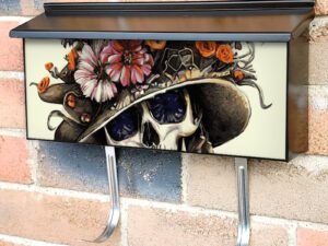 Autumn Flower Skull #3 Townhouse Mailbox Cover