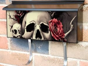 Autumn Flower Skull #4 Townhouse Mailbox Cover