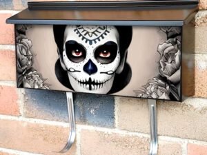 Scary Sugar Skull Woman Townhouse Mailbox Cover