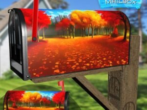 Red and Yellow Trees Decorative Rural Farm Mailbox Cover