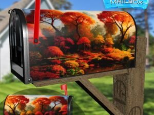 Trees and a Pond Decorative Rural Farm Mailbox Cover