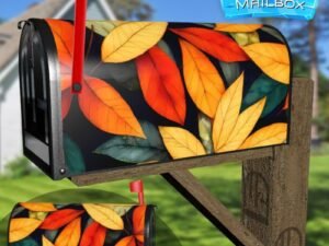 Pretty Autumn Leaves Decorative Rural Farm Mailbox Cover