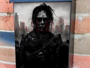 Zombie with a Gun #2 Colonial Mailbox Cover