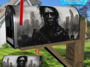 Zombie with a Gun #2 Decorative Rural Farm Mailbox Cover