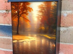 Autumn Sunlight Through the Trees #9 Colonial Mailbox Cover