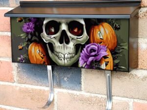 Autumn Flower Skull #8 Townhouse Mailbox Cover