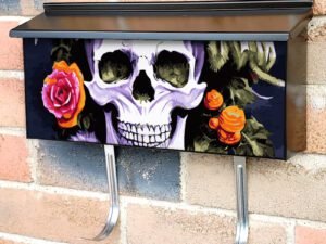 Autumn Flower Skull #10 Townhouse Mailbox Cover