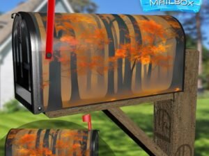Foggy October Forest #1 Decorative Rural Farm Mailbox Cover