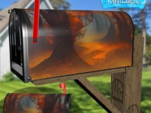 Foggy October Forest #6 Decorative Rural Farm Mailbox Cover