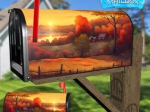 Beautiful Autumn Sunset #1 Decorative Rural Farm Mailbox Cover