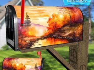 Beautiful Autumn Sunset #3 Decorative Rural Farm Mailbox Cover