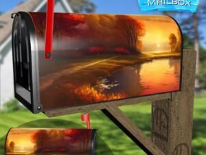 Beautiful Autumn Sunset #4 Decorative Rural Farm Mailbox Cover