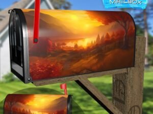 Beautiful Autumn Sunset #6 Decorative Rural Farm Mailbox Cover