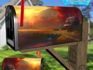 Beautiful Autumn Sunset #7 Decorative Rural Farm Mailbox Cover