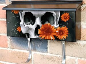 Autumn Flower Skull #12 Townhouse Mailbox Cover