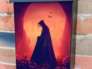 Evil Warlock with Pumpkins Colonial Mailbox Cover