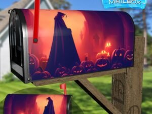 Evil Warlock with Pumpkins Decorative Rural Farm Mailbox Cover