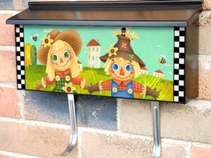 Autumn Scarecrow Couple Townhouse Mailbox Cover