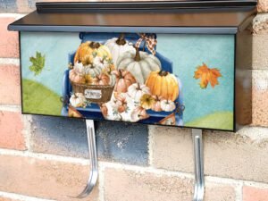 Blue Truck with Pumpkins Townhouse Mailbox Cover