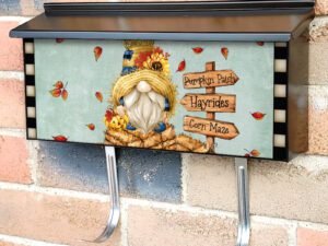 Cute Farmhouse Pumpkin Gnome #2 Townhouse Mailbox Cover