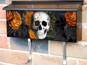 Gothic Skull and Roses Townhouse Mailbox Cover