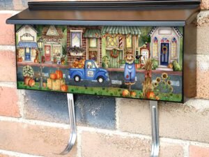Cute Autumn Town Townhouse Mailbox Cover