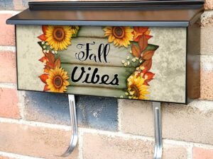 Wood Star with Autumn Decor Townhouse Mailbox Cover