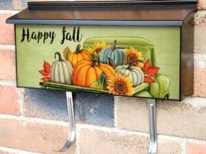 Truck with Sunflowers and Pumpkins Townhouse Mailbox Cover