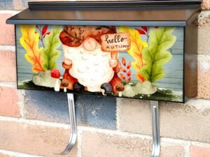 Cute Autumn Gnome with a Sign Townhouse Mailbox Cover