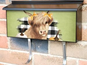 Farmhouse Cow with Pumpkins Townhouse Mailbox Cover