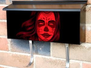 Sugar Skull Halloween Witch Townhouse Mailbox Cover
