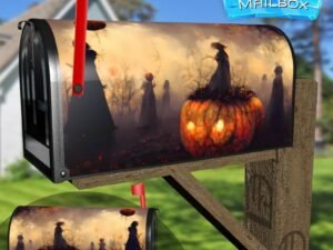 Pumpkin Field Witches Decorative Rural Farm Mailbox Cover