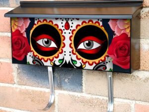 Sugar Skull Girl's Portrait Townhouse Mailbox Cover
