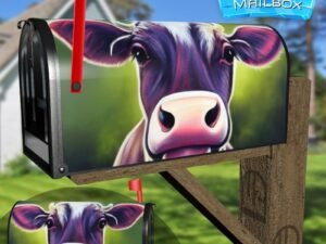 Colorful Young Cow Decorative Rural Farm Mailbox Cover
