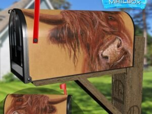 Cute Highland Bull Decorative Rural Farm Mailbox Cover