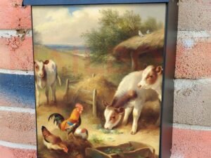 Calves and Chickens Colonial Mailbox Cover