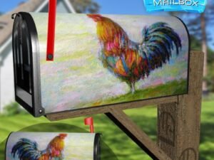 Beautiful Rainbow Rooster Decorative Rural Farm Mailbox Cover
