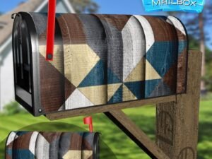 Quilt Design on Wood  Decorative Rural Farm Mailbox Cover