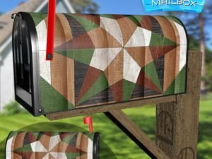 Quilt Design on Wood #2 Decorative Rural Farm Mailbox Cover