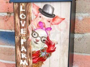 Peeking Farm Animals Colonial Mailbox Cover