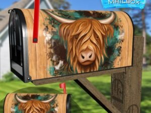 Scottish Highland Cow #2 Decorative Rural Farm Mailbox Cover