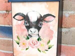 Little Calf and Flowers Colonial Mailbox Cover