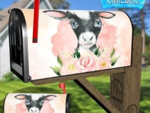 Little Calf and Flowers Decorative Rural Farm Mailbox Cover