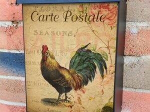 Vintage Rooster Postcard Design Colonial Mailbox Cover